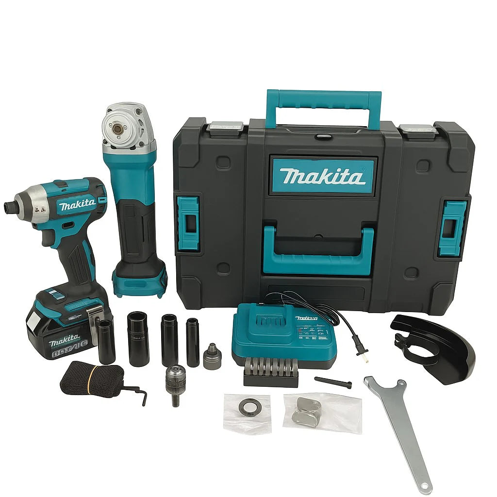 Kit Atornillador Pistola de Impacto Inalámbrico Makita + 2 Baterías y 26 Accesorios TT Regalo