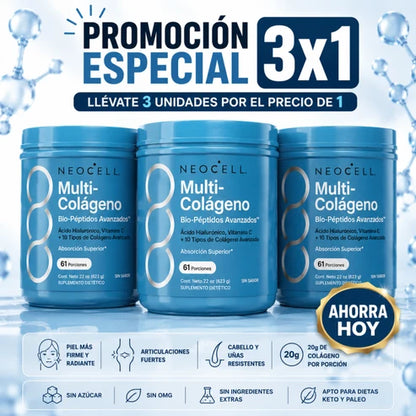 Compra 1 y Recibe 3 - NeoCell Multi-Colágeno | Piel Firme, Cabello Fuerte y Articulaciones