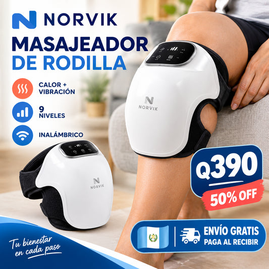 Norvik - Masajeador de Rodilla Inalámbrico con Calor y Vibración — 9 Niveles