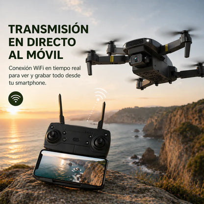 SKYCAM PRO™ | Dron profesional con doble cámara 4K, despegue automático y transmisión Wifi en directo al móvil. Captura fotos y vídeos de calidad. (Solo Hoy Incluye maletín rígido + 2 baterías GRATIS para volar todo el día)